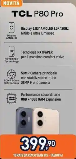 Unieuro TCL P80 Pro offerta