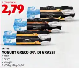 ALDI Lyttos Yogurt Greco 0% di Grassi offerta