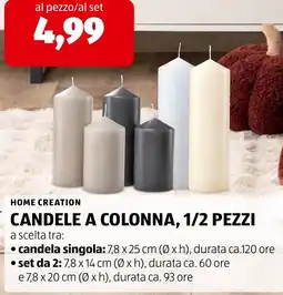 ALDI Home Creation Candele a colonna, 1/2 pezzi offerta