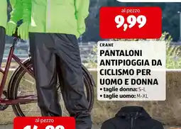 ALDI Pantaloni antipioggia da ciclismo per uomo e donna Crane offerta