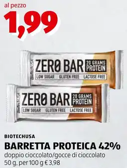 ALDI Biotechusa barretta proteica 42% offerta