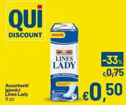 Qui Discount Assorbenti igienici Lines Lady offerta