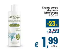 Qui Discount Avenil crema corpo idratante latte/avena offerta