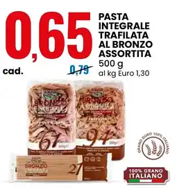 Eurospin Pasta integrale trafilata al bronzo assortita offerta