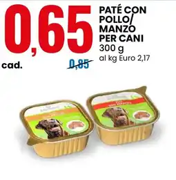 Eurospin Paté con pollo/Manzo per cani offerta
