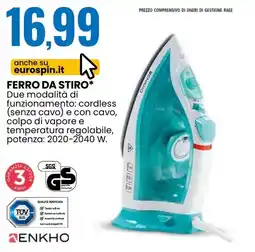 Eurospin Ferro da stiro Enkho offerta
