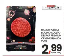 Eurospar HAMBURGER DI BOVINO ADULTO DESPAR PREMIUM ORIGINE IRLANDA 150G offerta