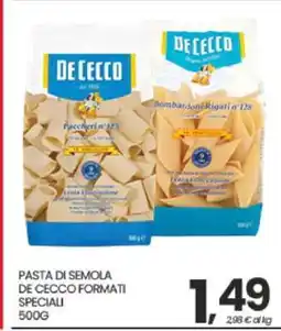 Eurospar PASTA DI SEMOLA DE CECCO FORMATI SPECIALI offerta