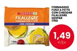 Eurospar FORMAGGIO FUSO A FETTE CON CHEDDAR FILALLEGRE DESPAR 175G offerta