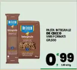 Eurospar Pasta Integrale De Cecco offerta