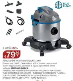 BricoCity Aspiracenere 4in1 Multifunzionale M20 AR Blue Clean offerta