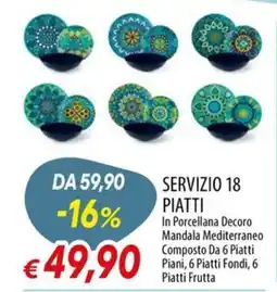 IperFamila Servizio 18 piatti offerta