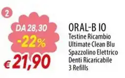 IperFamila Oral-B IO Testine Ricambio Ultimate Clean Blu Spazzolino Elettrico Denti Ricaricabile offerta