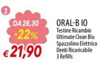 Oral-B IO Testine Ricambio Ultimate Clean Blu Spazzolino Elettrico Denti Ricaricabile
