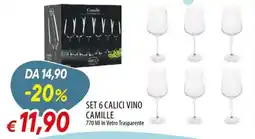 IperFamila Set 6 Calici Vino Camille offerta