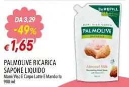 IperFamila Palmolive ricarica sapone liquido mani/viso e corpo latte e mandorla offerta