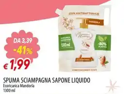 IperFamila Spuma Sciampagna Sapone Liquido Ecoricarica Mandorla offerta