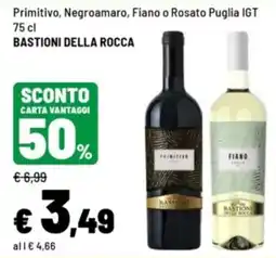 Iper La Grande Primitivo, Negroamaro, Fiano o Rosato Puglia IGT Bastioni della Rocca offerta