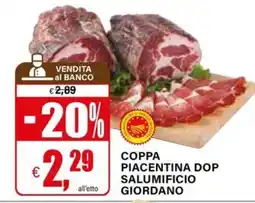 Il Gigante Coppa piacentina dop salumificio giordano offerta