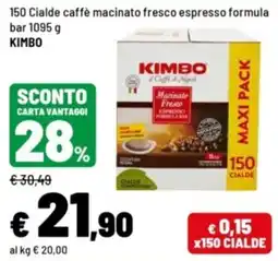 Iper La Grande Cialde caffè macinato fresco espresso formula bar Kimbo offerta