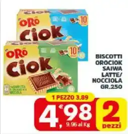 Despar Sicilia Biscotti Orociok Saiwa Latte/Nocciola offerta