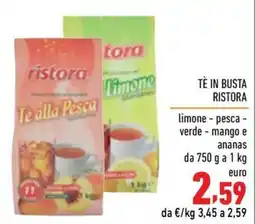 Maxi Supermercati Tè in busta Ristora offerta