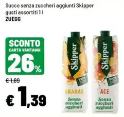 Iper La Grande Succo senza zuccheri aggiunti Skipper offerta