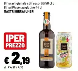 Iper La Grande Birra artigianale stili assortiti MASTRI BIRRAI UMBRI offerta