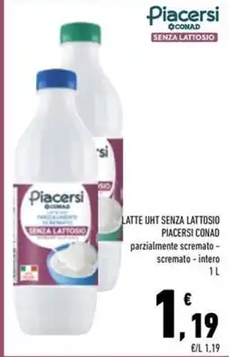 Conad Superstore Latte UHT senza lattosio Piacersi Conad offerta