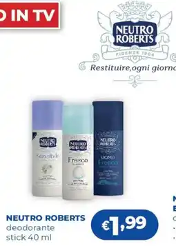 Acqua & Sapone Neutro Roberts deodorante stick offerta