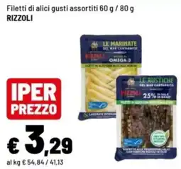 Iper La Grande Filetti di alici gusti assortiti RIZZOLI offerta