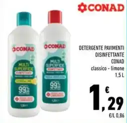 Conad Superstore Detergente pavimenti disinfettante Conad classico - limone offerta
