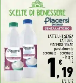Conad City Latte UHT senza lattosio Piacersì Conad offerta