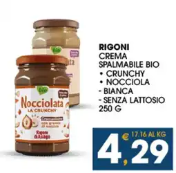 SeBón Supermercati Rigoni crema spalmabile bio Nocciolata la crunchy offerta