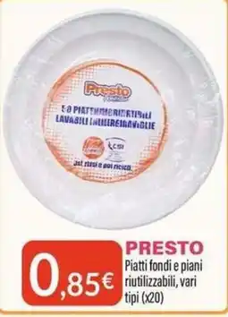 Sanitaria Demma Presto piatti fondi e piani riutilizzabili offerta