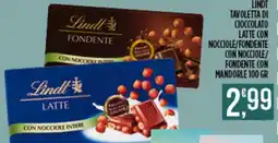 Supermercato Pollio Lindt Tavoletta di cioccolato latte con nocciole/fondente con mandorle offerta