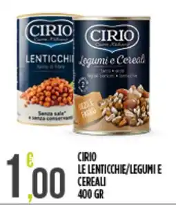 Supermercato Pollio Cirio le lenticchie/legumi e cereali offerta