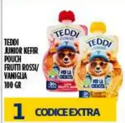 Netto Supermercati Teddi junior kefir pouch frutti rossi vaniglia offerta