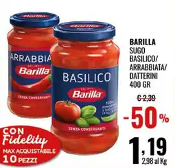 Gecop Barilla sugo basilico/arrabbiata/datterini offerta