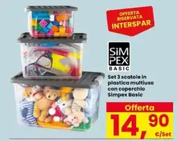 Eurospar Set 3 scatole in plastica multiuso con coperchio Simpex Basic offerta
