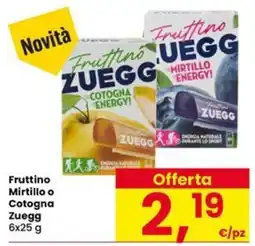 Eurospar Fruttino Mirtillo o Cotogna Zuegg offerta