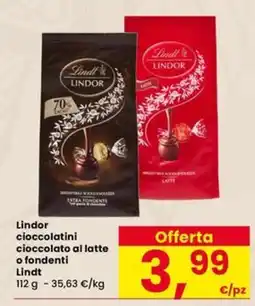 Eurospar Lindor cioccolatini cioccolato al latte o fondenti Lindt offerta