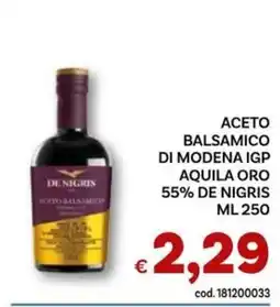 Vivo Supermercati Aceto balsamico di Modena IGP Aquila Oro 55% De Nigris offerta