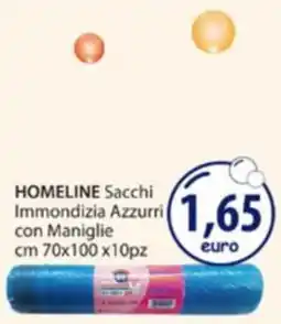 Acqua & Sapone Homeline sacchi immondizia azzurri con maniglie offerta