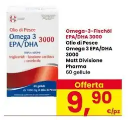 Interspar Omega 3 Fischöl EPA/DHA 3000 Olio di Pesce Omega 3 EPA/DHA 3000 Matt Divisione Pharma offerta