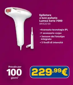 Euronics Philips Epilatore a luce pulsata Lumea Serie 7000 offerta
