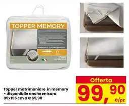Eurospar Topper matrimoniale in memory offerta