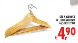 Deco Iperstore Set 5 grucce in legno naturale offerta