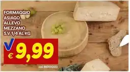 Vivo Supermercati Formaggio Asiago Allevo Mezzano offerta