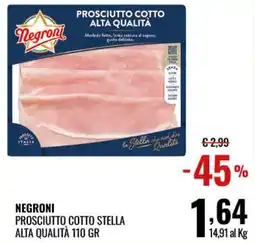 Gecop Negroni prosciutto cotto stella offerta